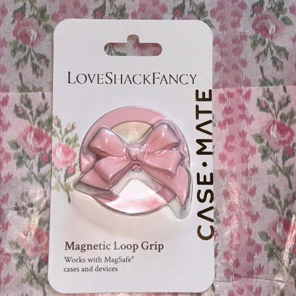LoveShackFancy case mate Phone case charger & pink bow grip iPhone 17e 15 14 13